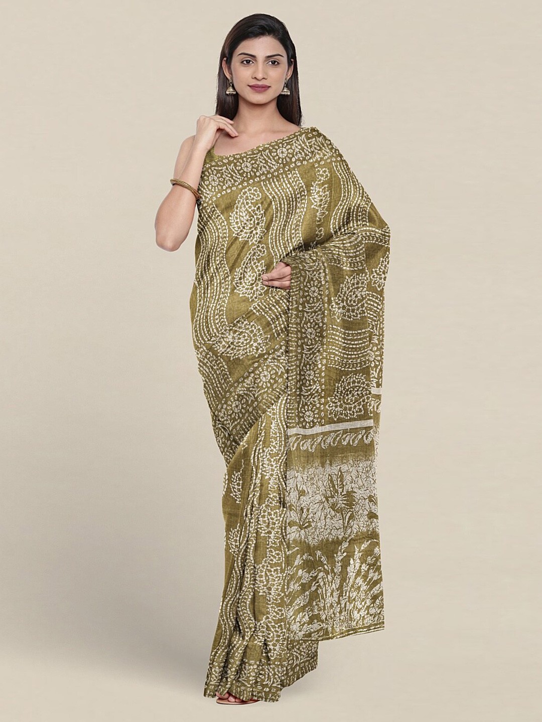 

Pothys Ethnic Motifs Printed Pure Cotton Saree, Green