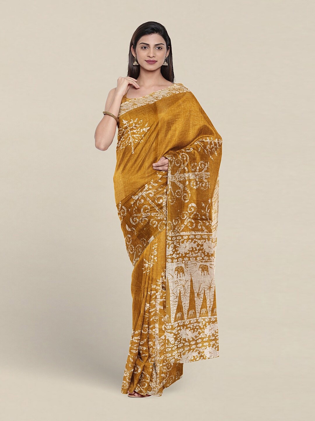 

Pothys Ethnic Motifs Printed Pure Cotton Saree, Mustard