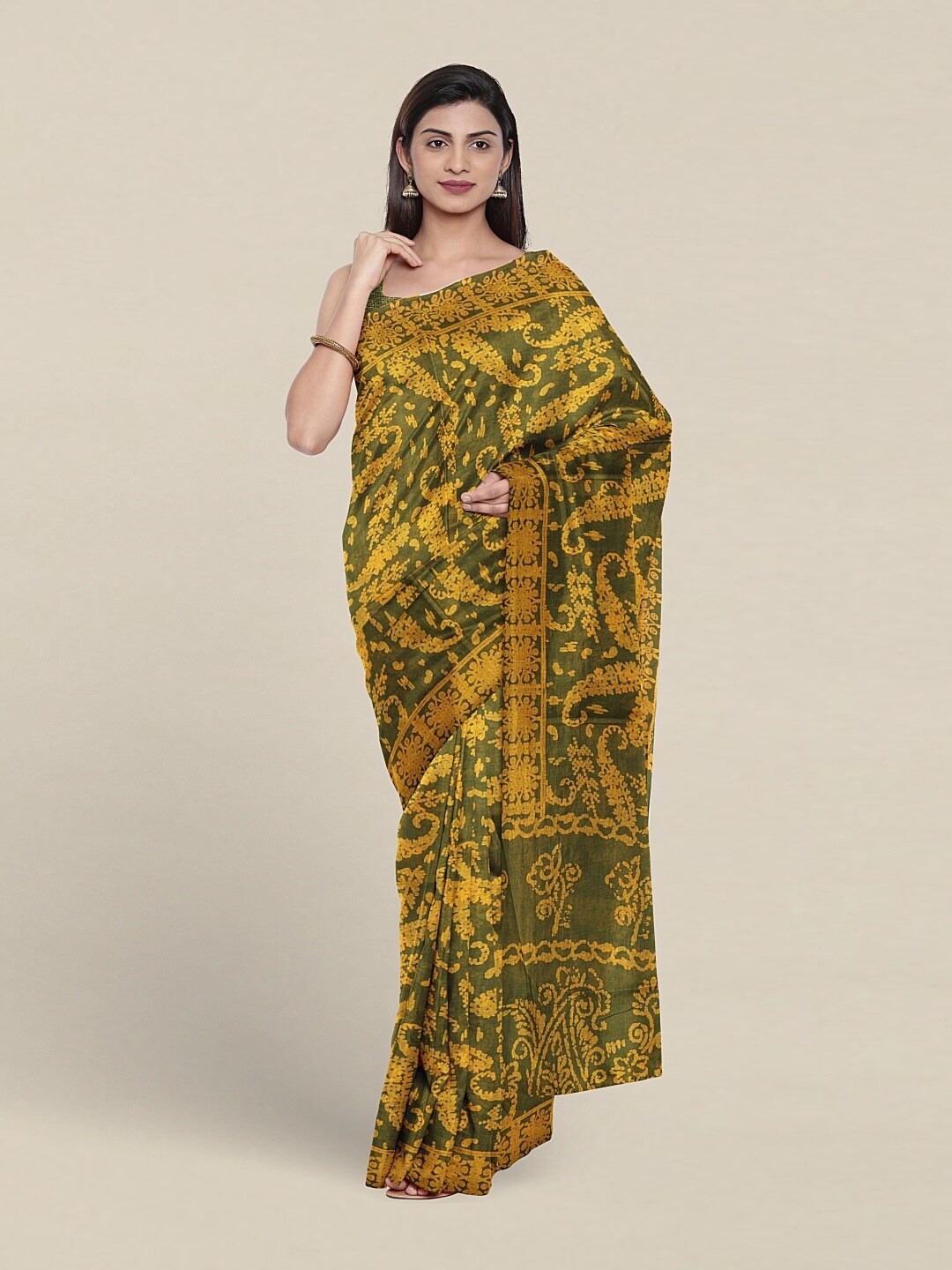 

Pothys Paisley Printed Pure Cotton Saree, Green