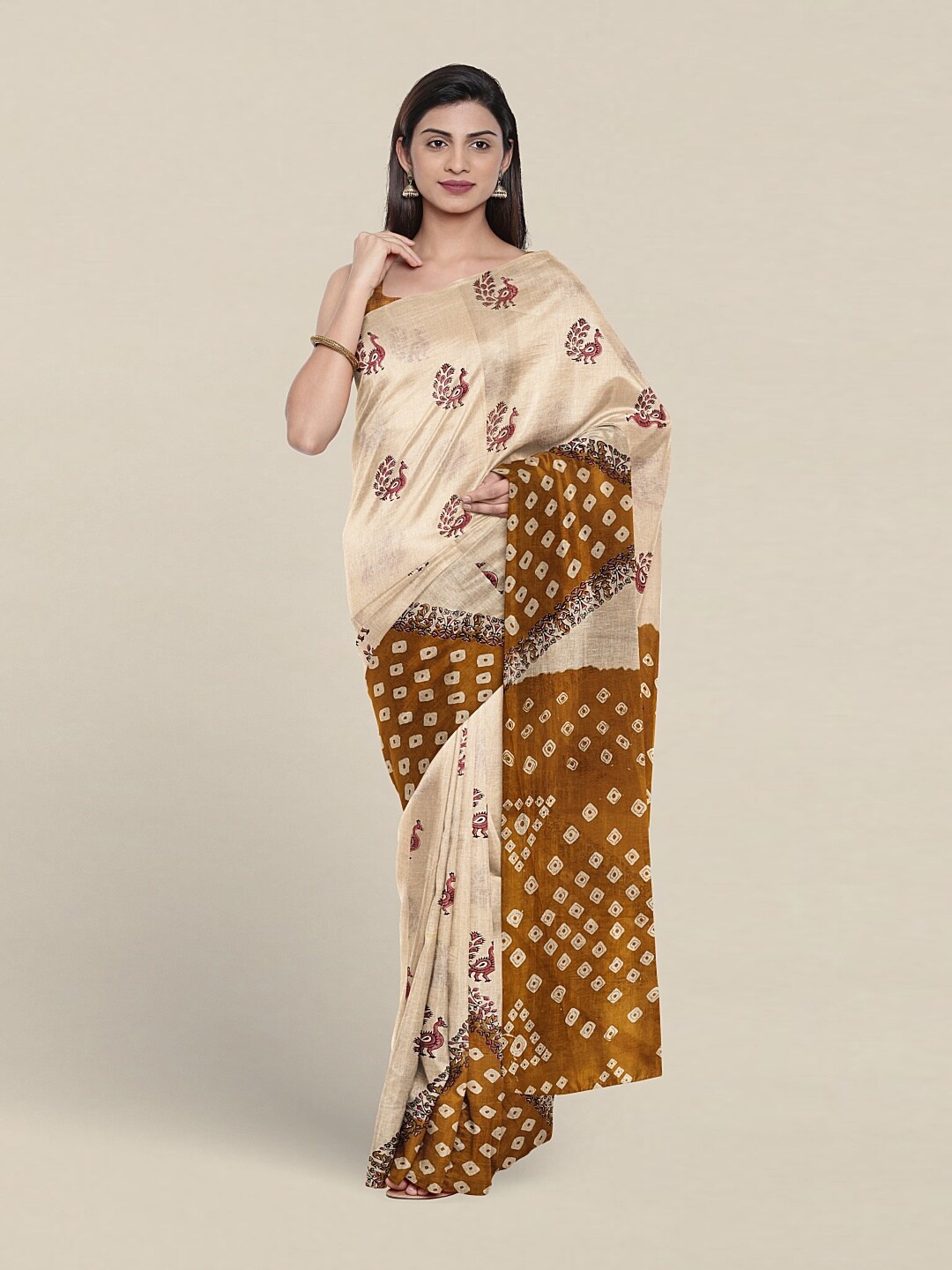 

Pothys Ethnic Motifs Printed Pure Cotton Saree, Cream
