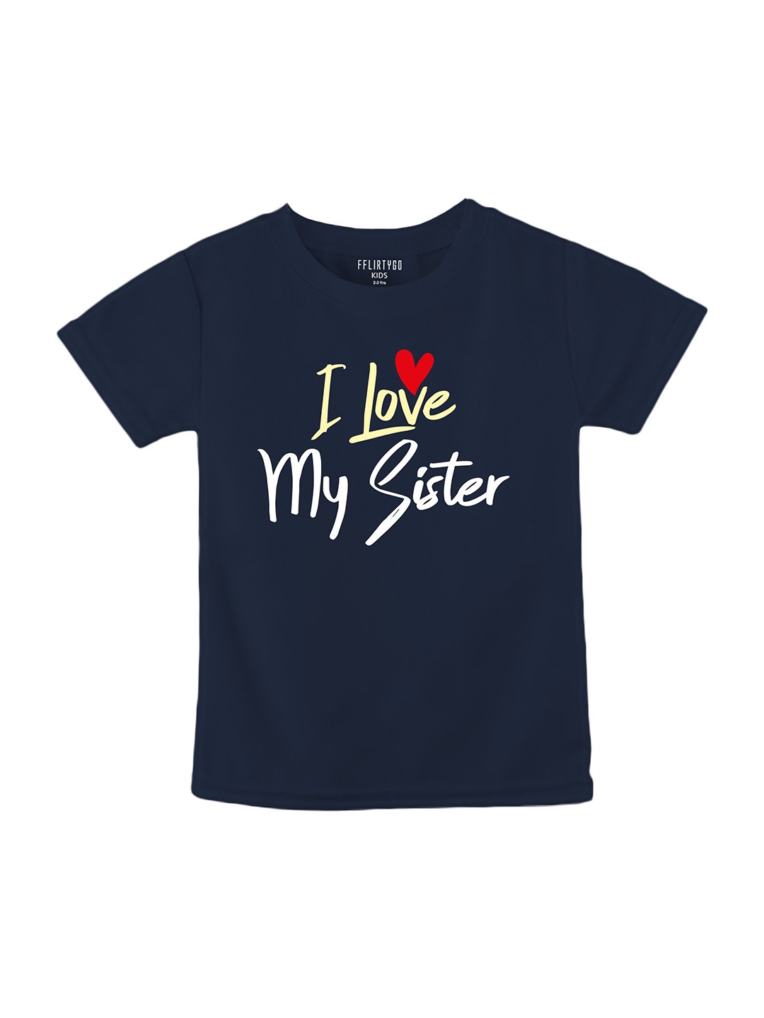 

FFLIRTYGO Kids Typography Printed Pure Cotton Rakhi Special T-shirt, Navy blue