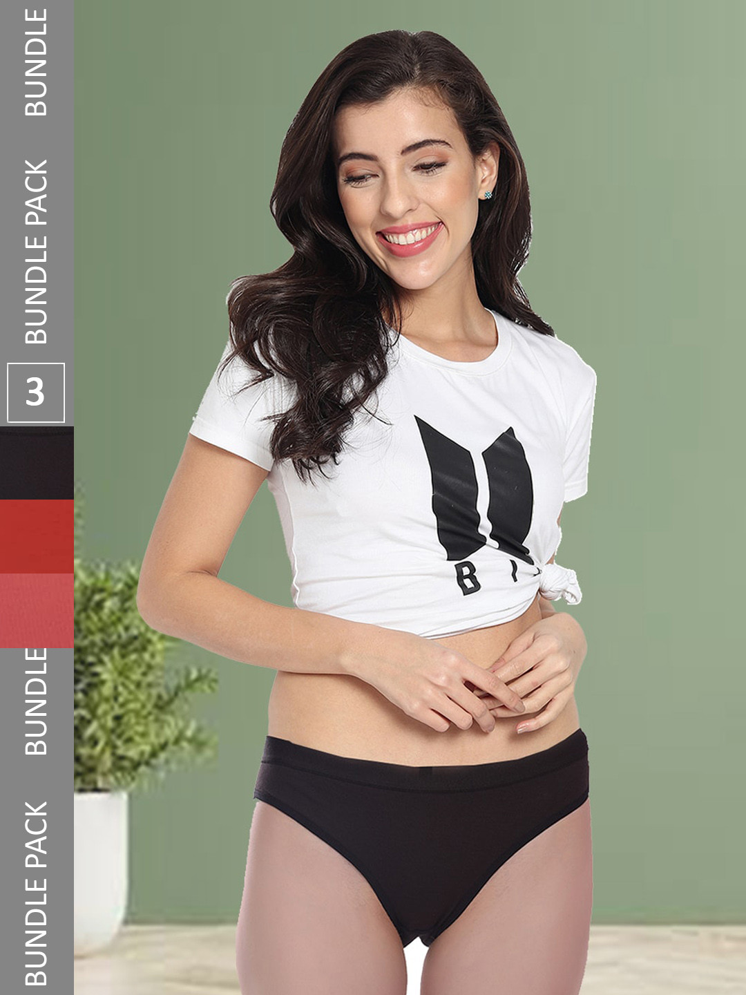 

Fleurt Pack Of 3 Assorted Mid-Rise Hipster Briefs