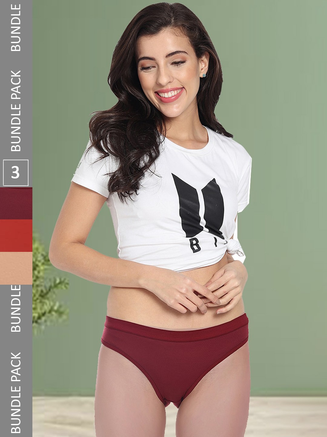 

Fleurt Pack Of 3 Assorted Mid-Rise Hipster Briefs