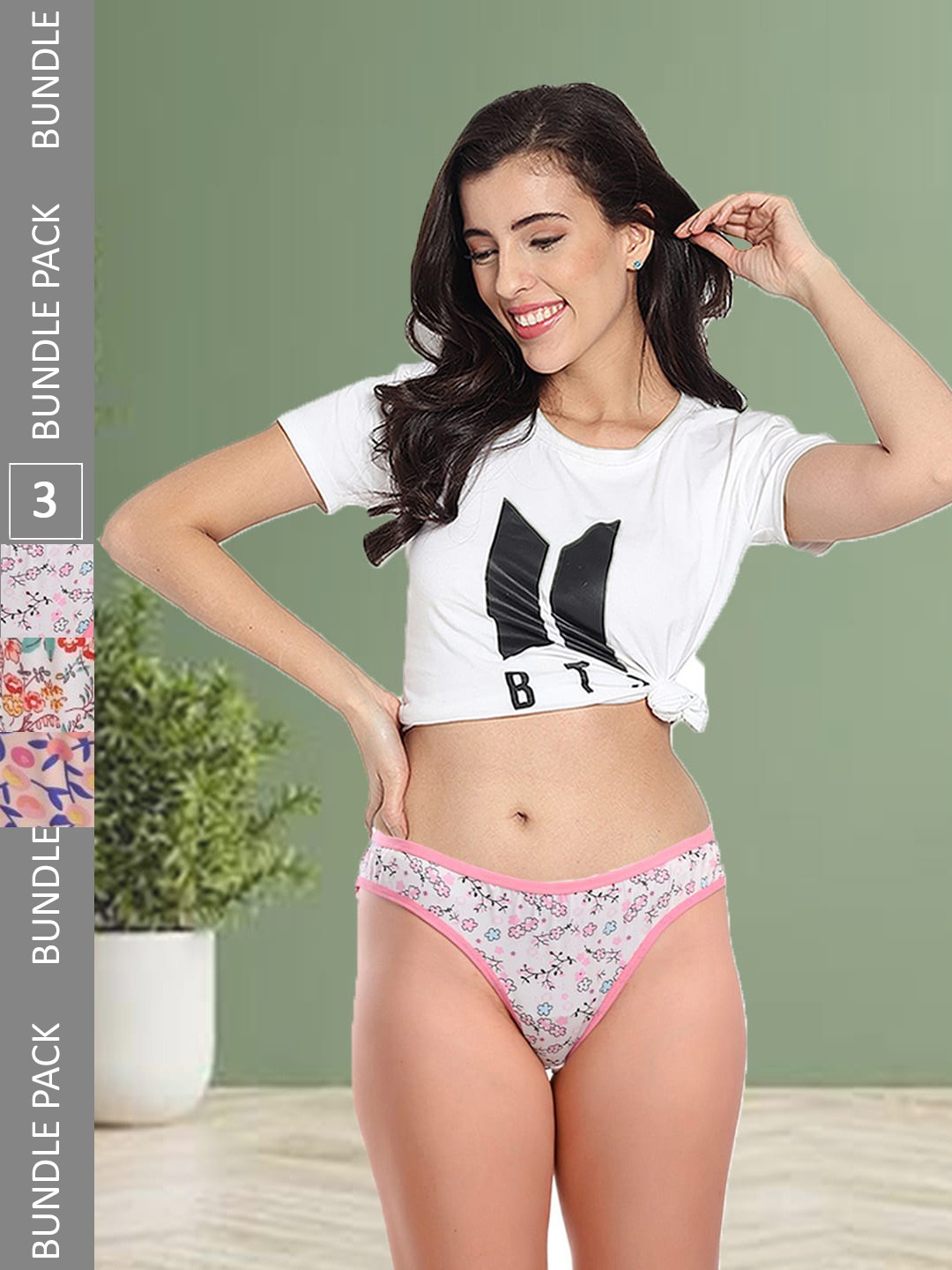 

Fleurt Women Pack Of 3 Assorted Hipster Briefs