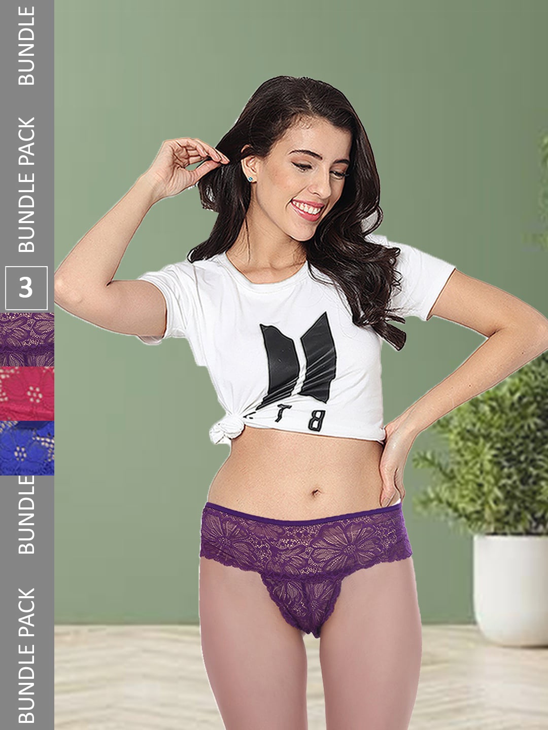 

Fleurt Pack Of 3 Assorted Hipster Briefs