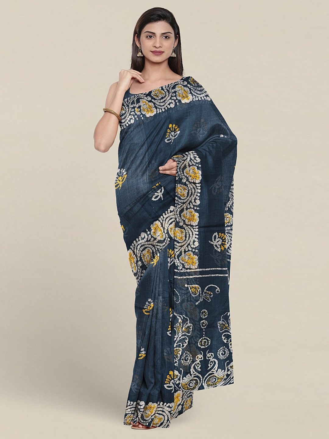 

Pothys Batik Printed Pure Cotton Saree, Blue