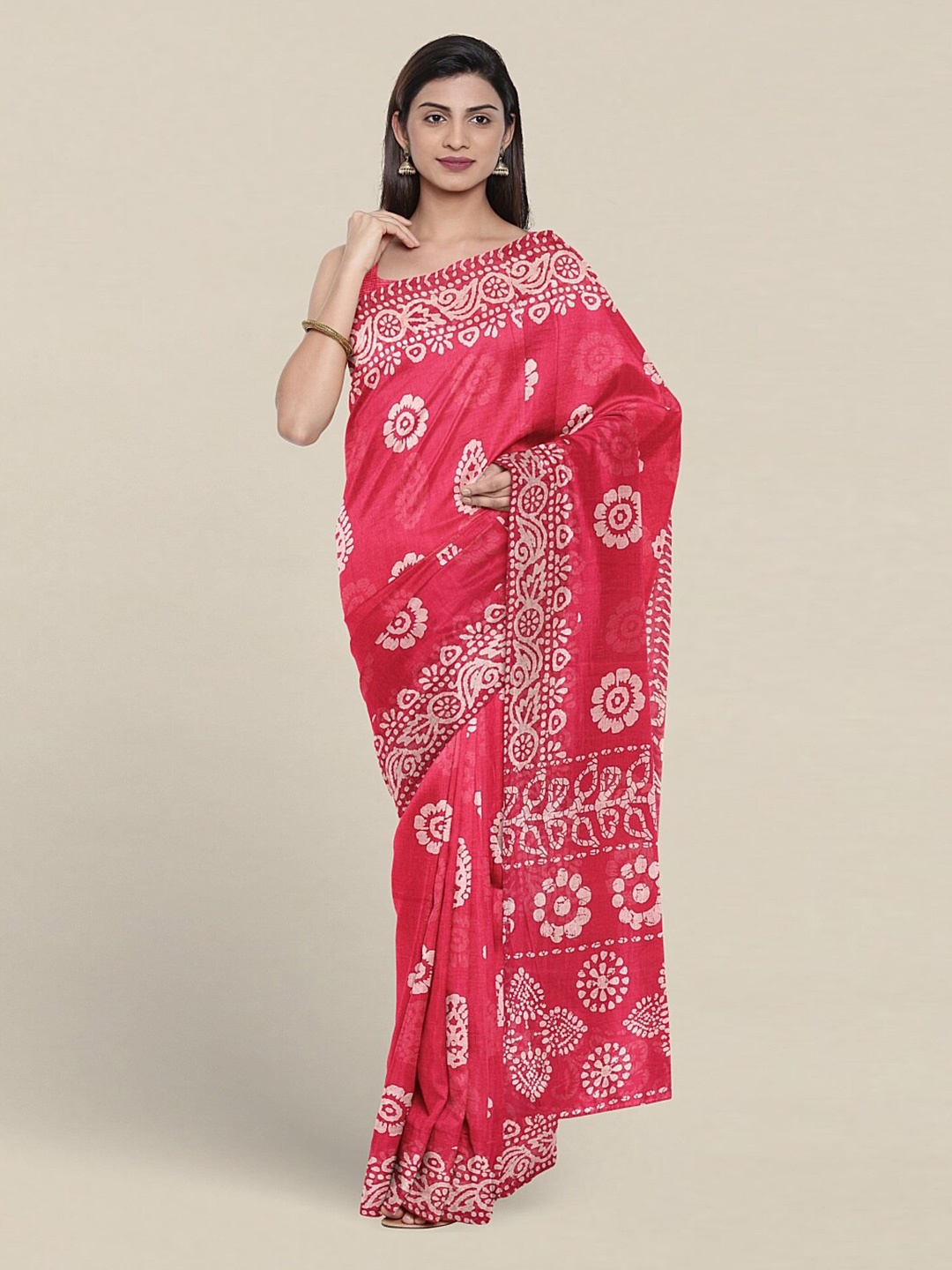 

Pothys Batik Printed Pure Cotton Saree, Pink