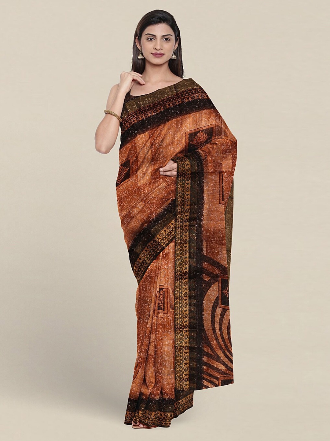 

Pothys Ethnic Motifs Printed Saree, Brown