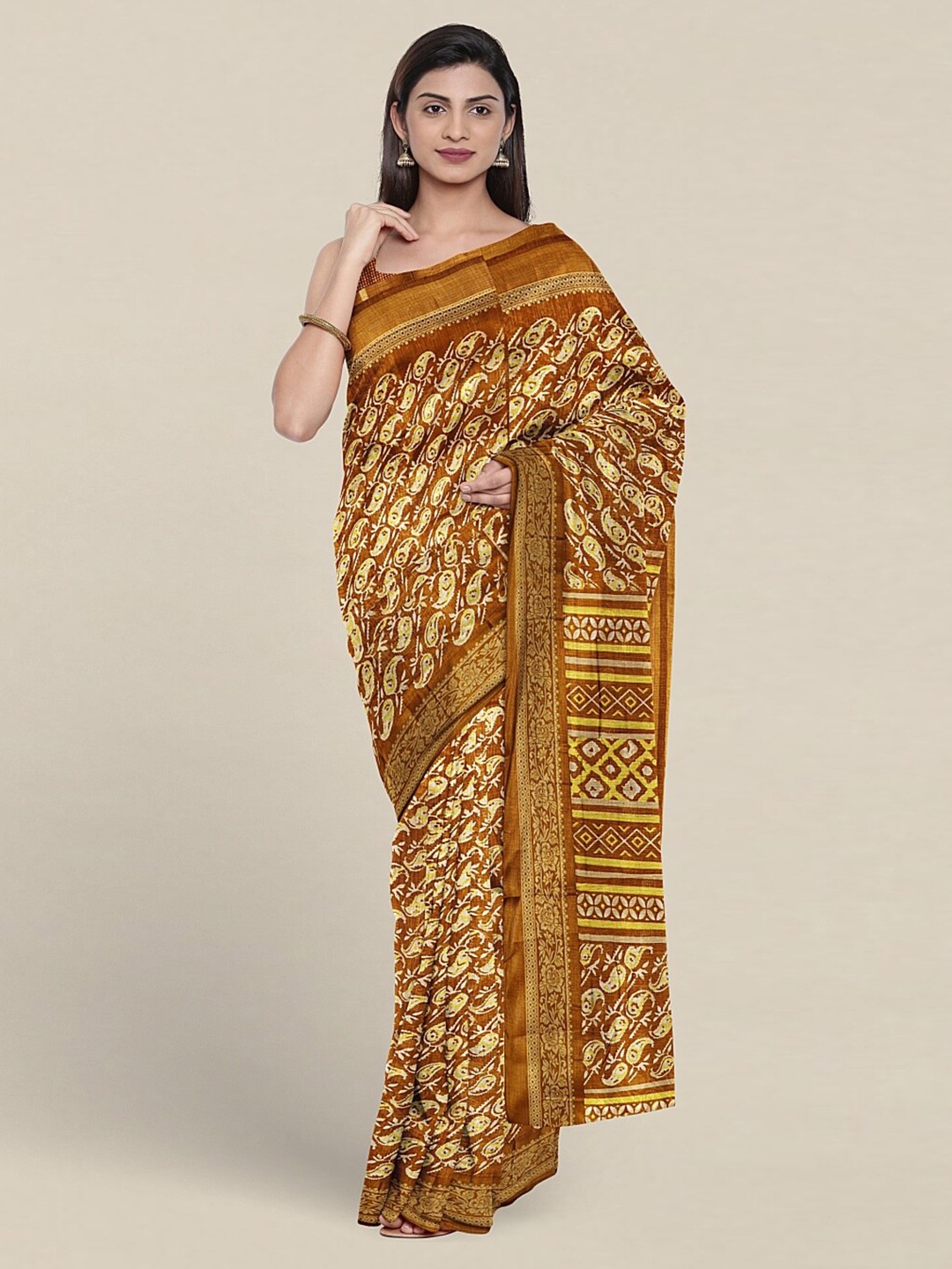 

Pothys Paisley Printed Saree, Brown