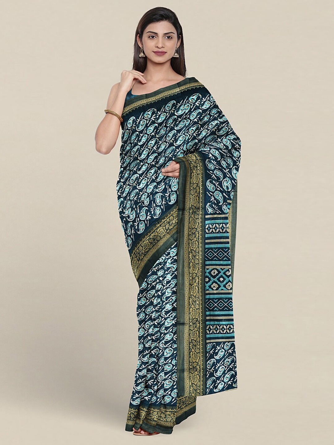 

Pothys Paisley Printed Pure Cotton Saree, Blue
