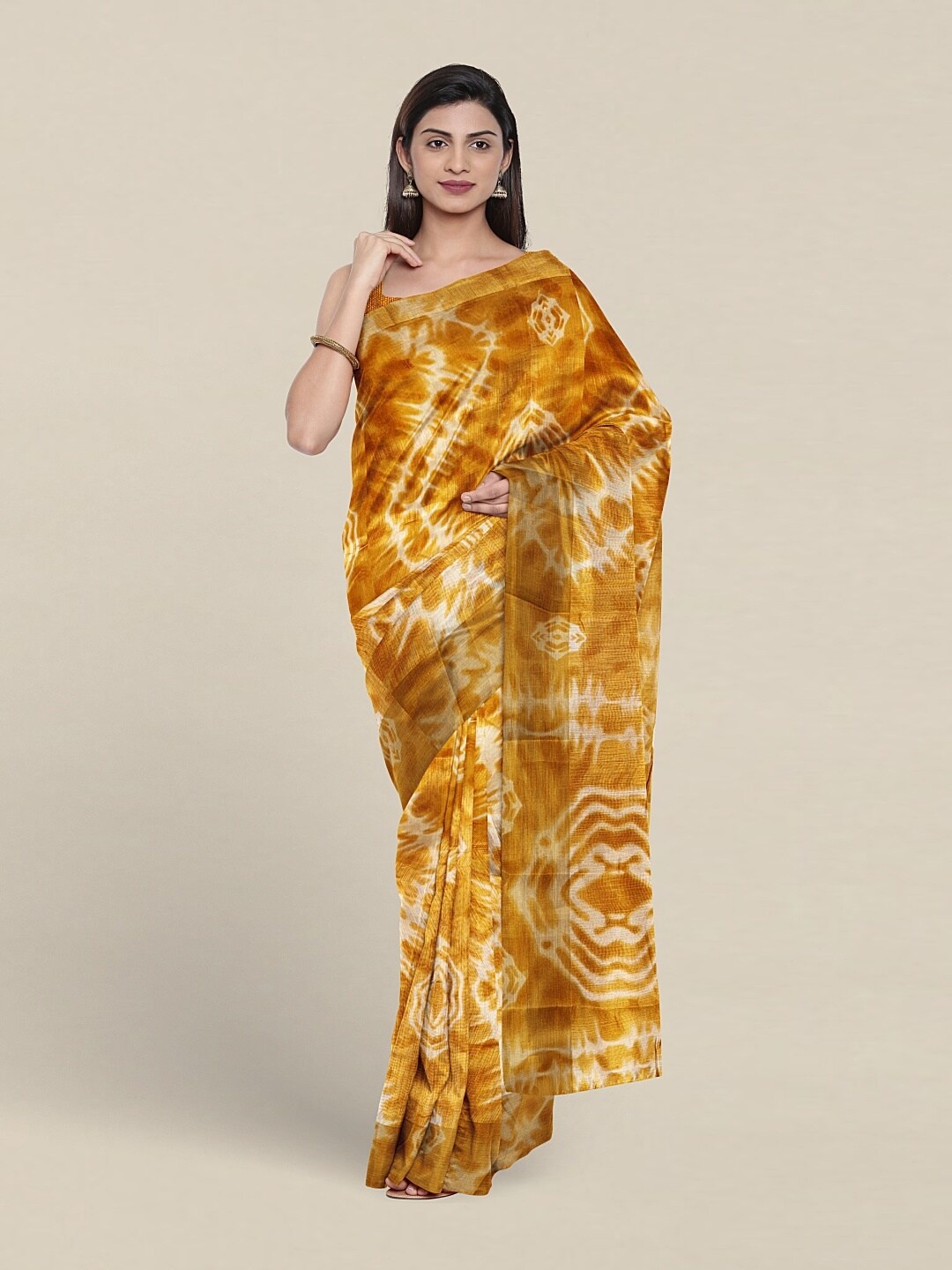 

Pothys Tie and Dye Printed Saree, Mustard