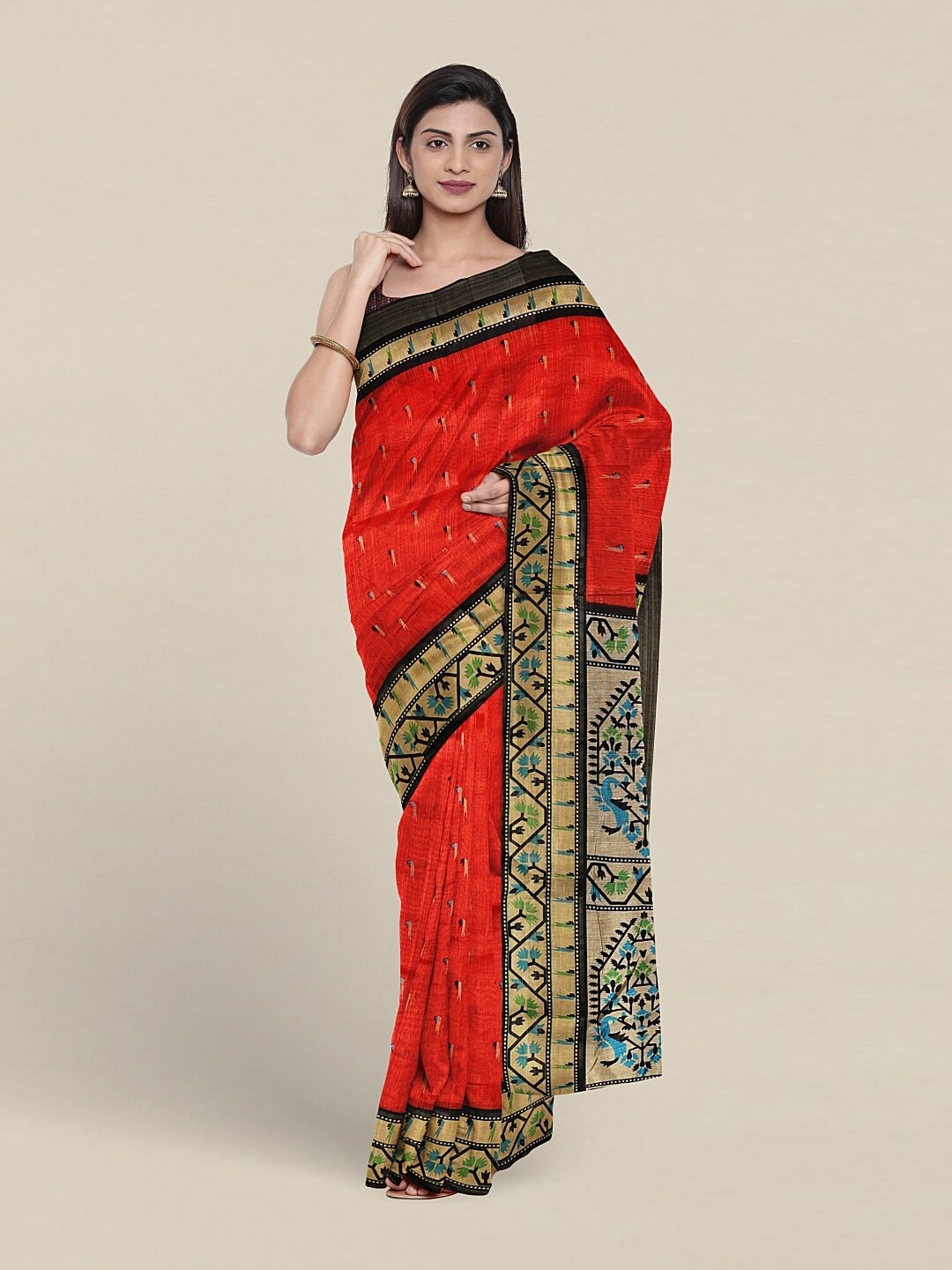 

Pothys Ethnic Motifs Printed Saree, Red