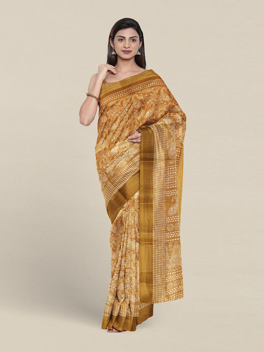 

Pothys Paisley Printed Saree, Beige