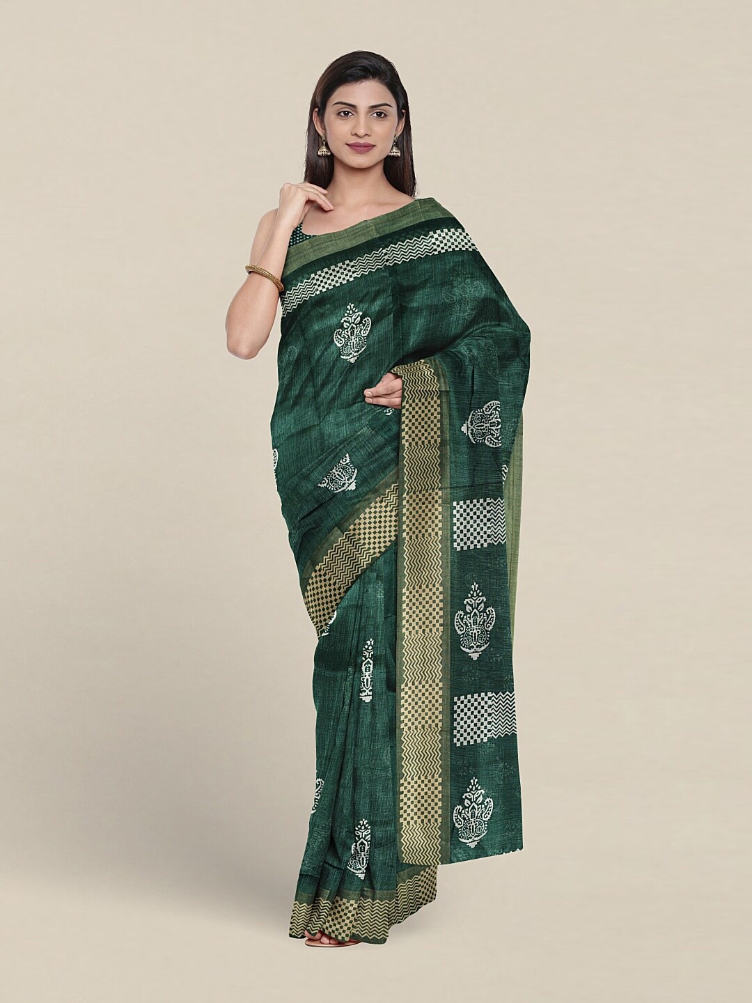 

Pothys Ethnic Motifs Printed Saree, Green