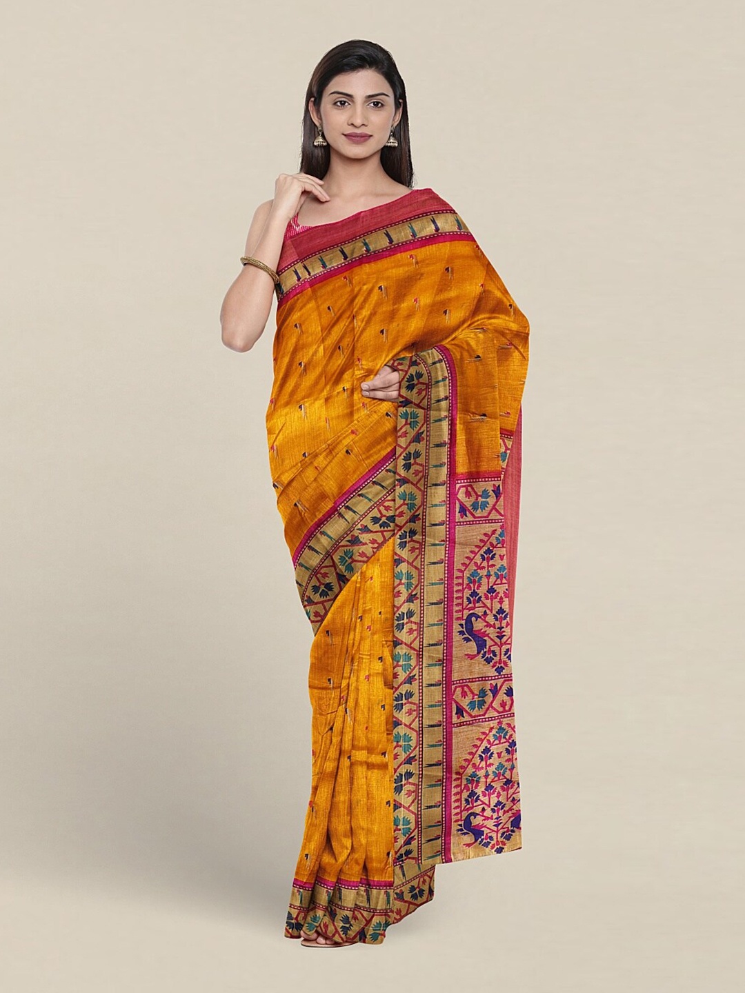 

Pothys Ethnic Motifs Printed Saree, Mustard