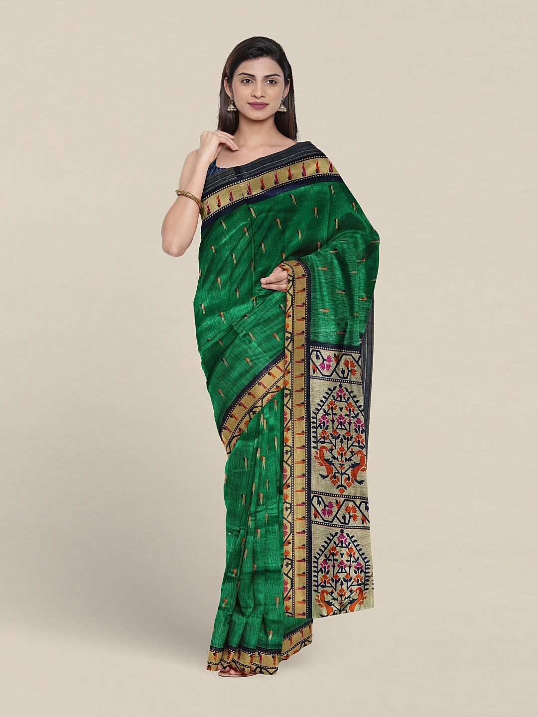 

Pothys Ethnic Motifs Printed Saree, Green