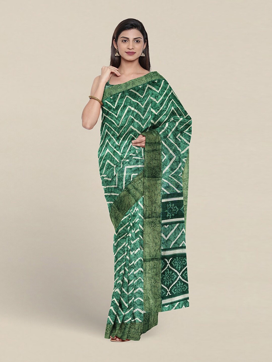 

Pothys Leheriya Printed Saree, Green