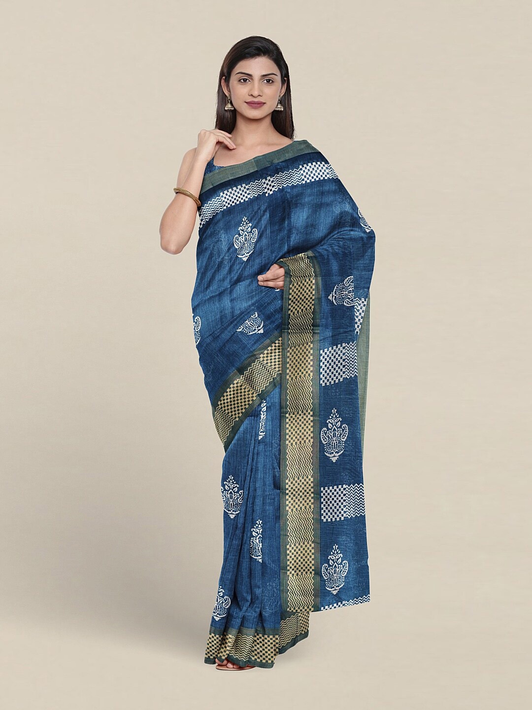 

Pothys Ethnic Motifs Printed Saree, Blue
