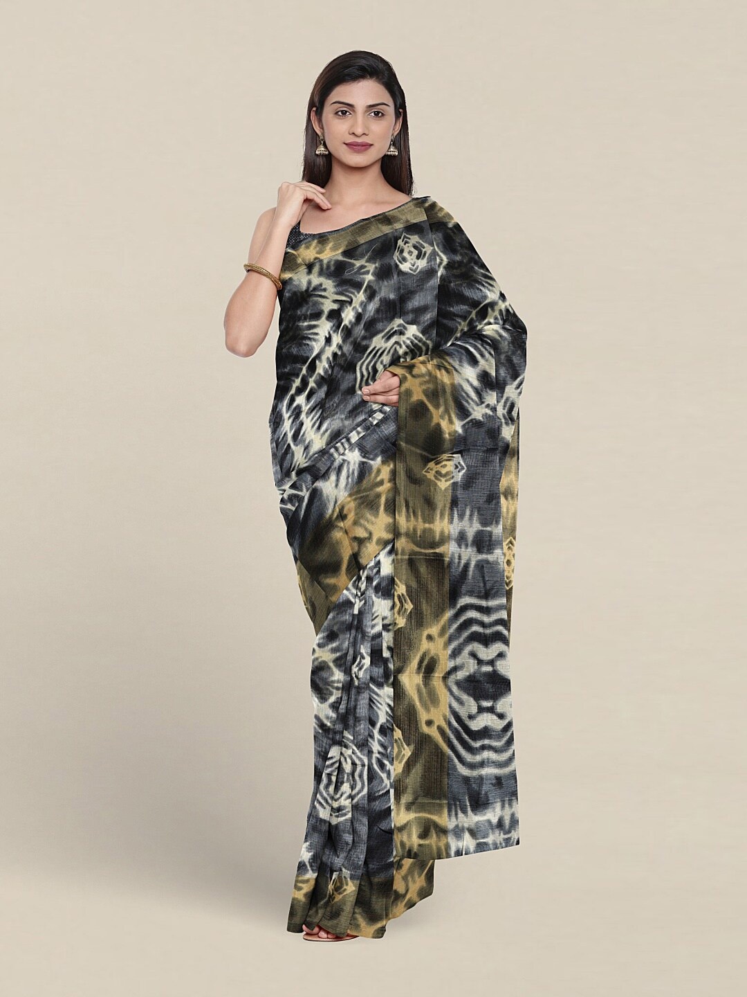 

Pothys Tie & Dye Dyed Saree, Black