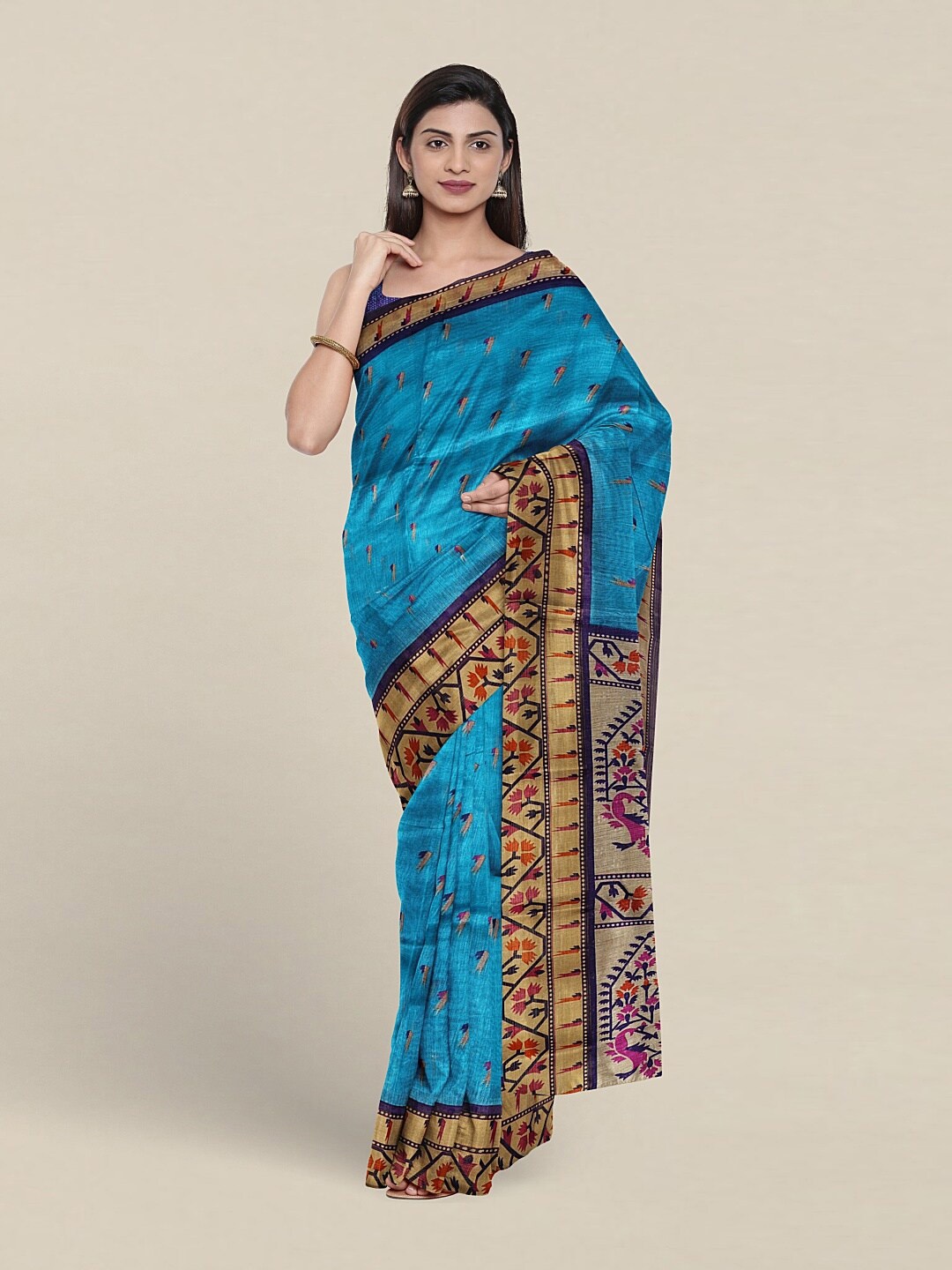 

Pothys Ethnic Motifs Printed Saree, Blue