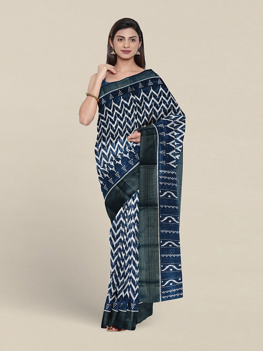 

Pothys Geometric Printed Saree, Blue