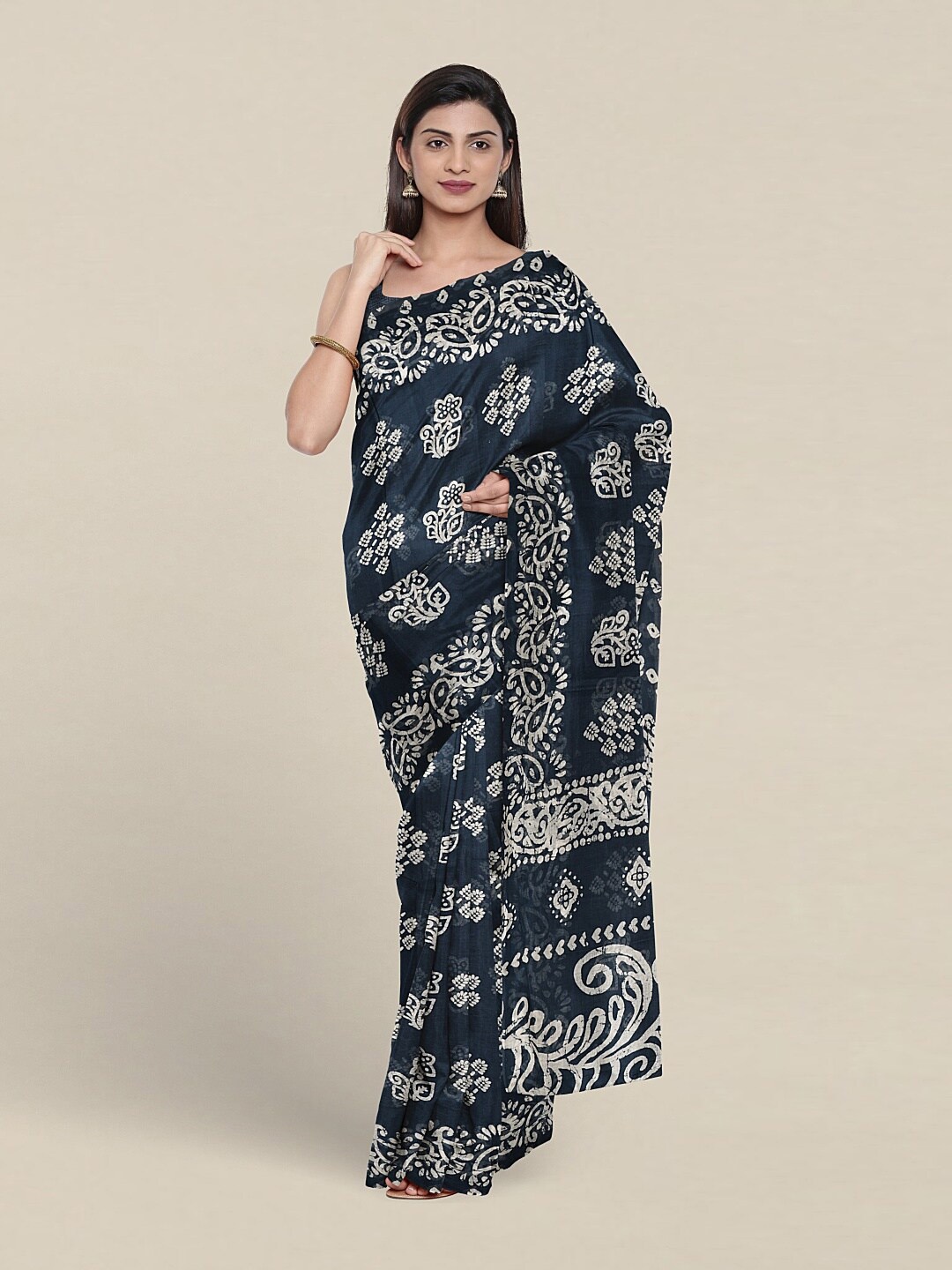

Pothys Floral Printed Pure Cotton Saree, Blue