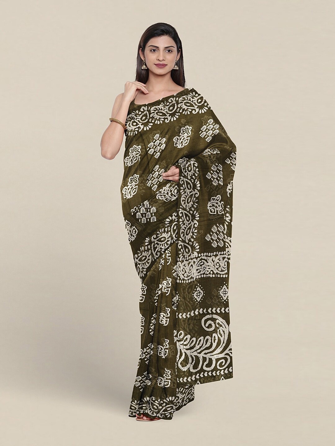 

Pothys Ethnic Motifs Printed Pure Cotton Saree, Green
