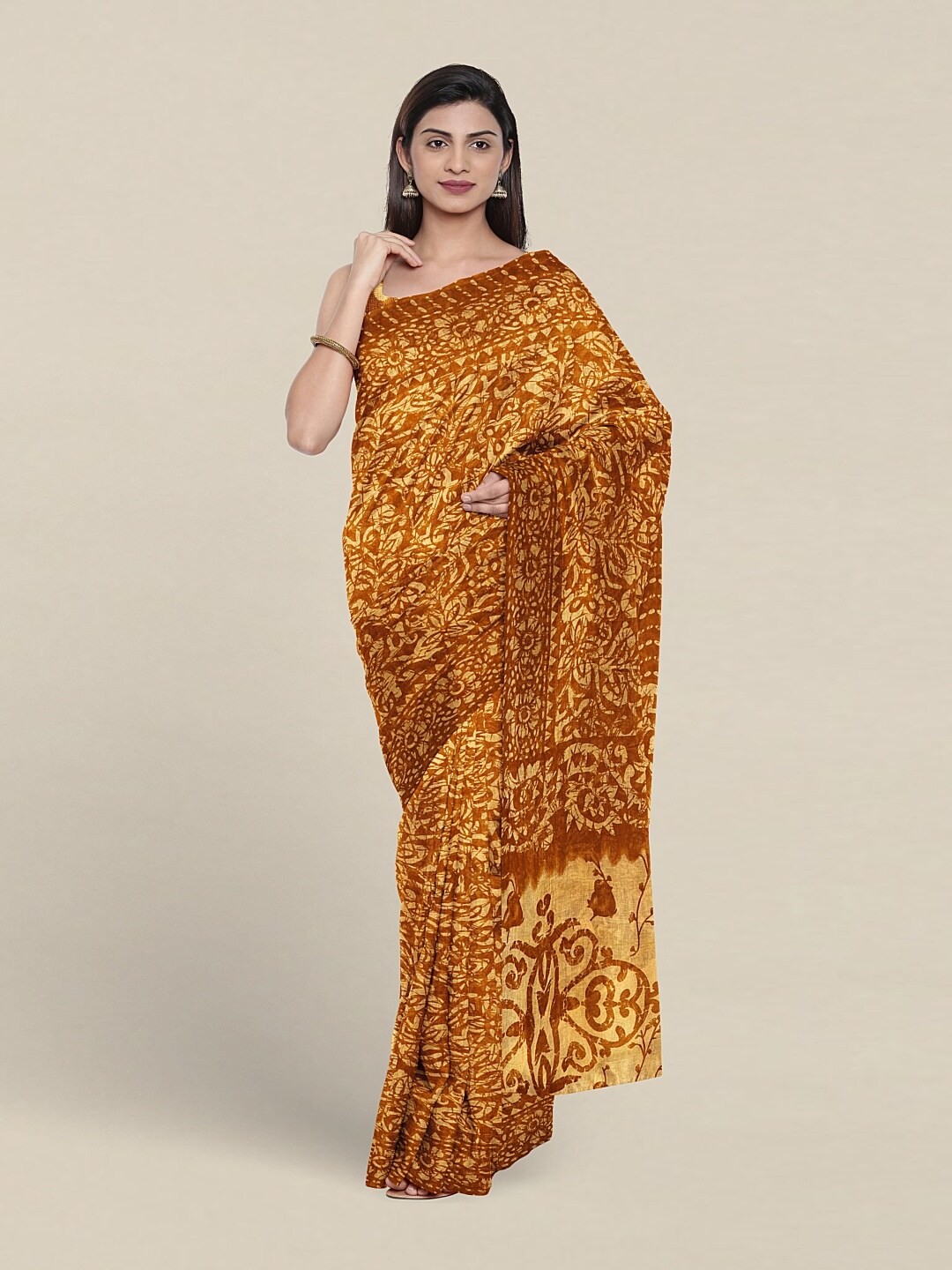 

Pothys Floral Printed Pure Cotton Saree, Mustard