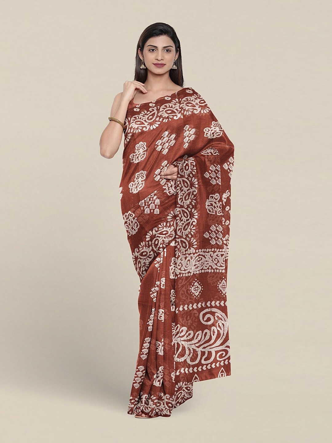 

Pothys Ethnic Motif Printed Pure Cotton Saree, Rust