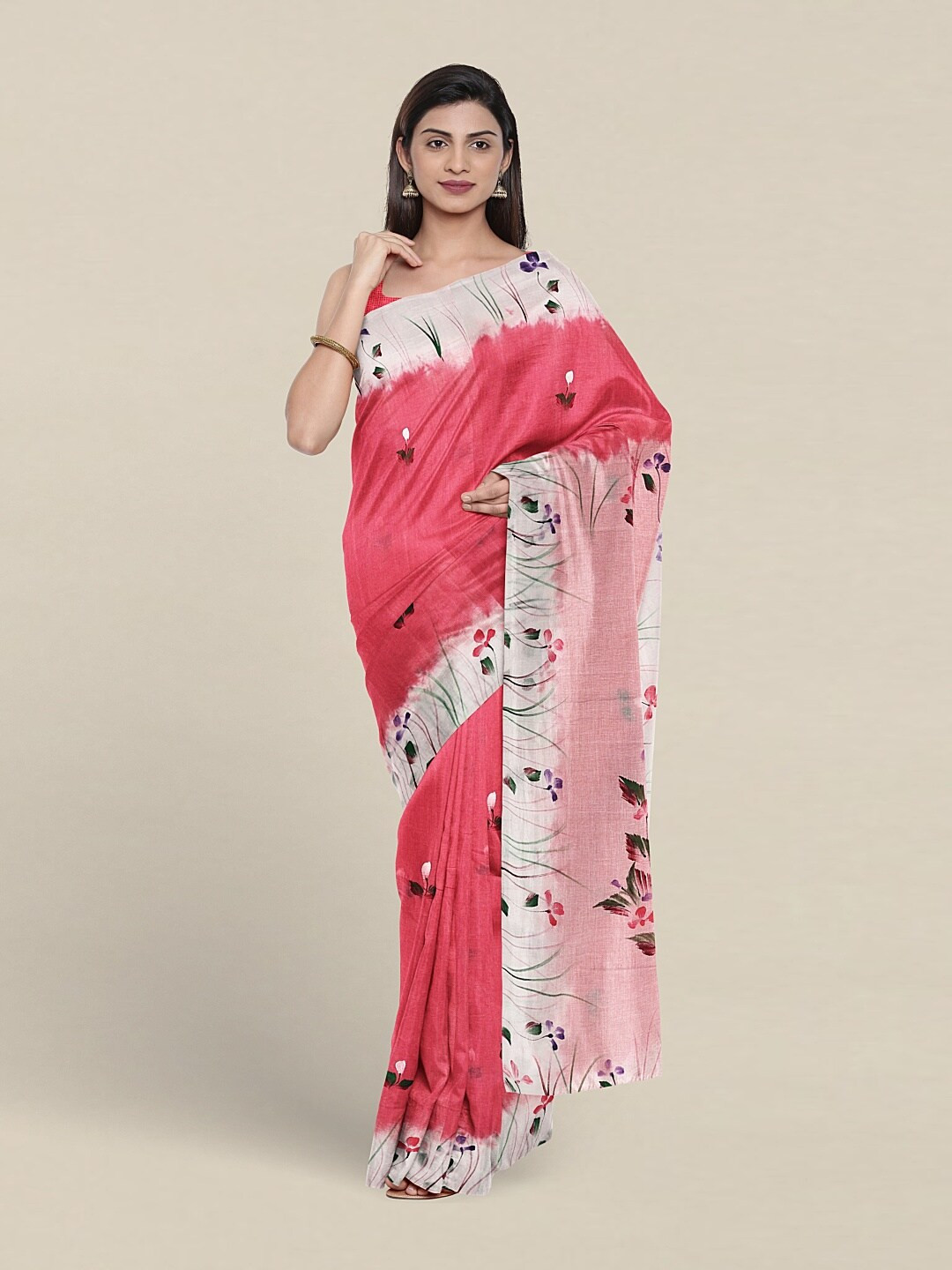 

Pothys Floral Pure Cotton Saree, Pink
