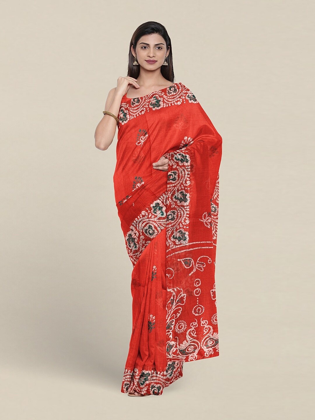 

Pothys Ethnic Motifs Printed Pure Cotton Saree, Red
