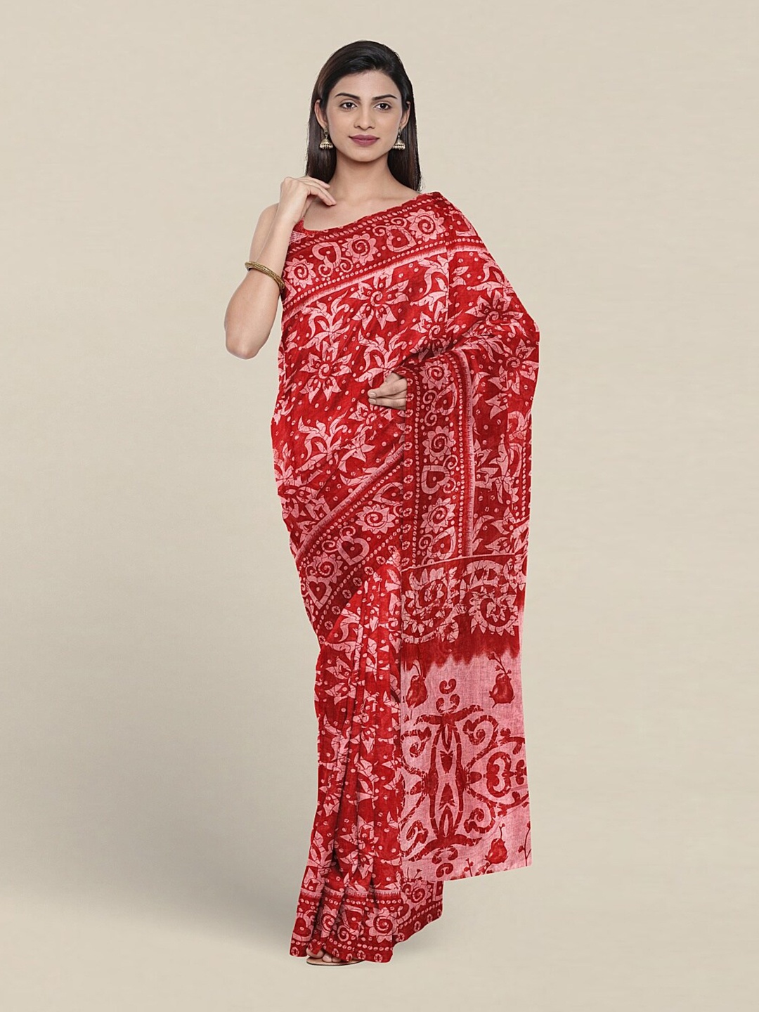 

Pothys Floral Printed Pure Cotton Saree, Pink