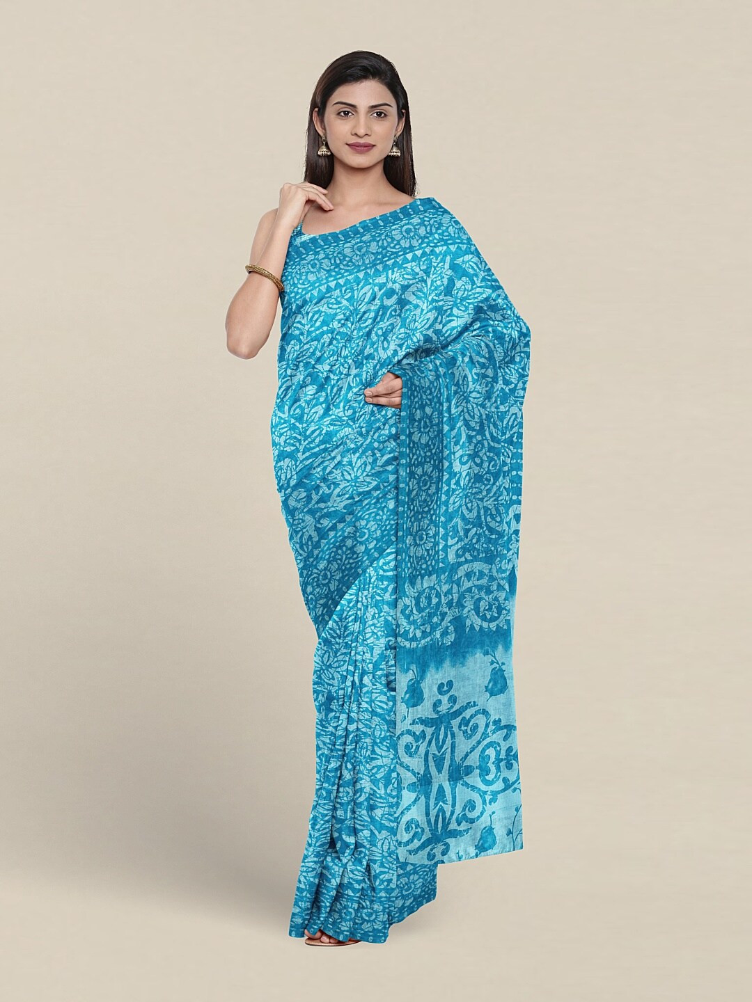 

Pothys Floral Printed Pure Cotton Saree, Blue