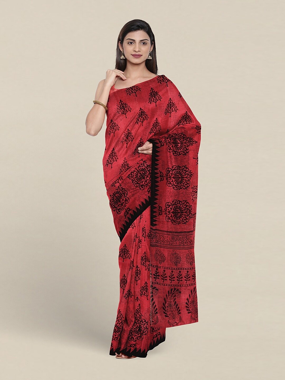 

Pothys Ethnic Motifs Printed Pure Cotton Saree, Pink