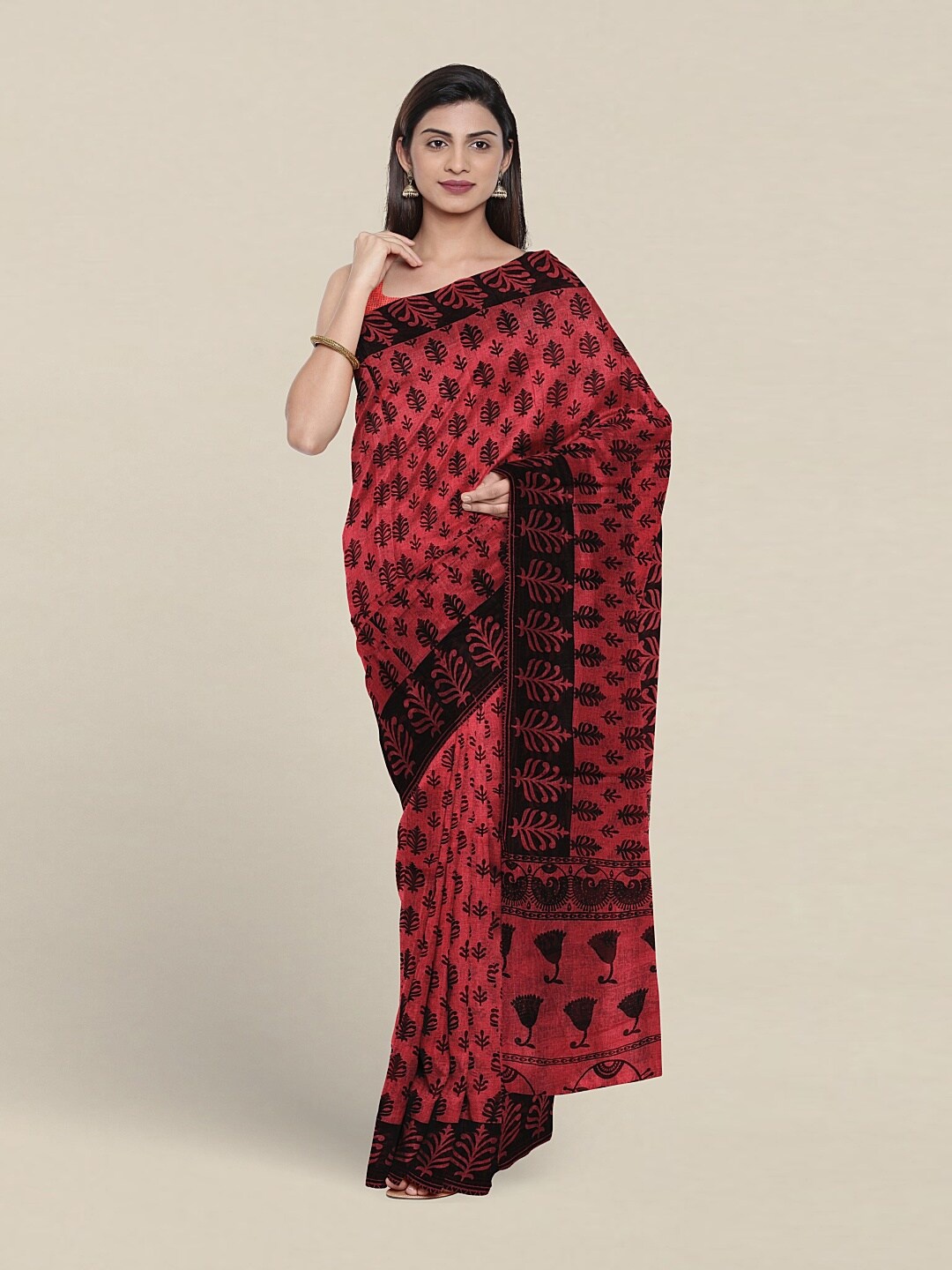 

Pothys Ethnic Motifs Printed Pure Cotton Saree, Pink
