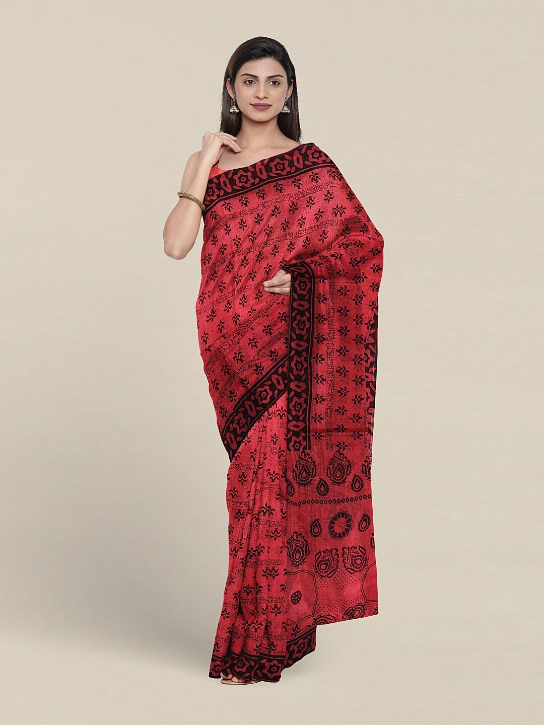 

Pothys Ethnic Motifs Printed Pure Cotton Saree, Pink