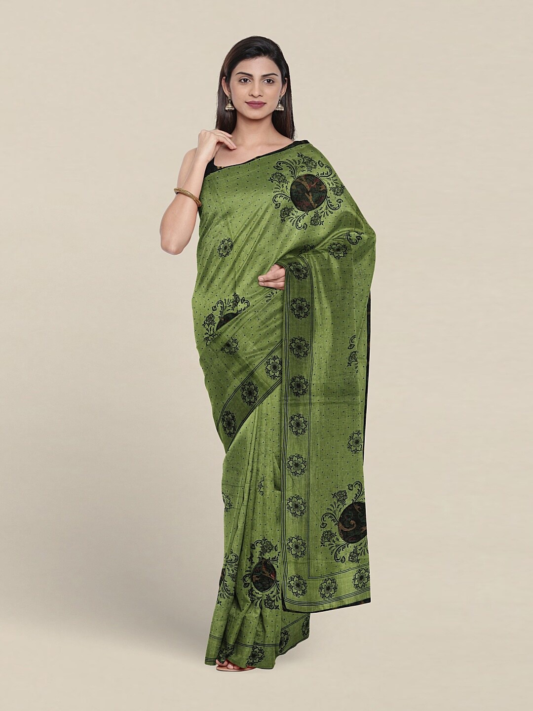 

Pothys Ethnic Motifs Printed Pure Cotton Saree, Green