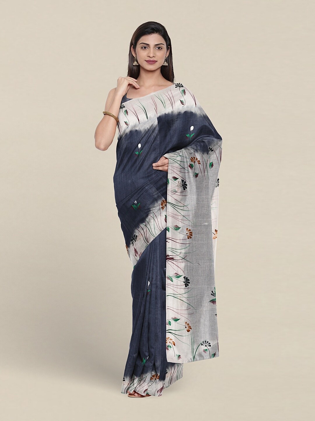 

Pothys Floral Pure Cotton Saree, Blue