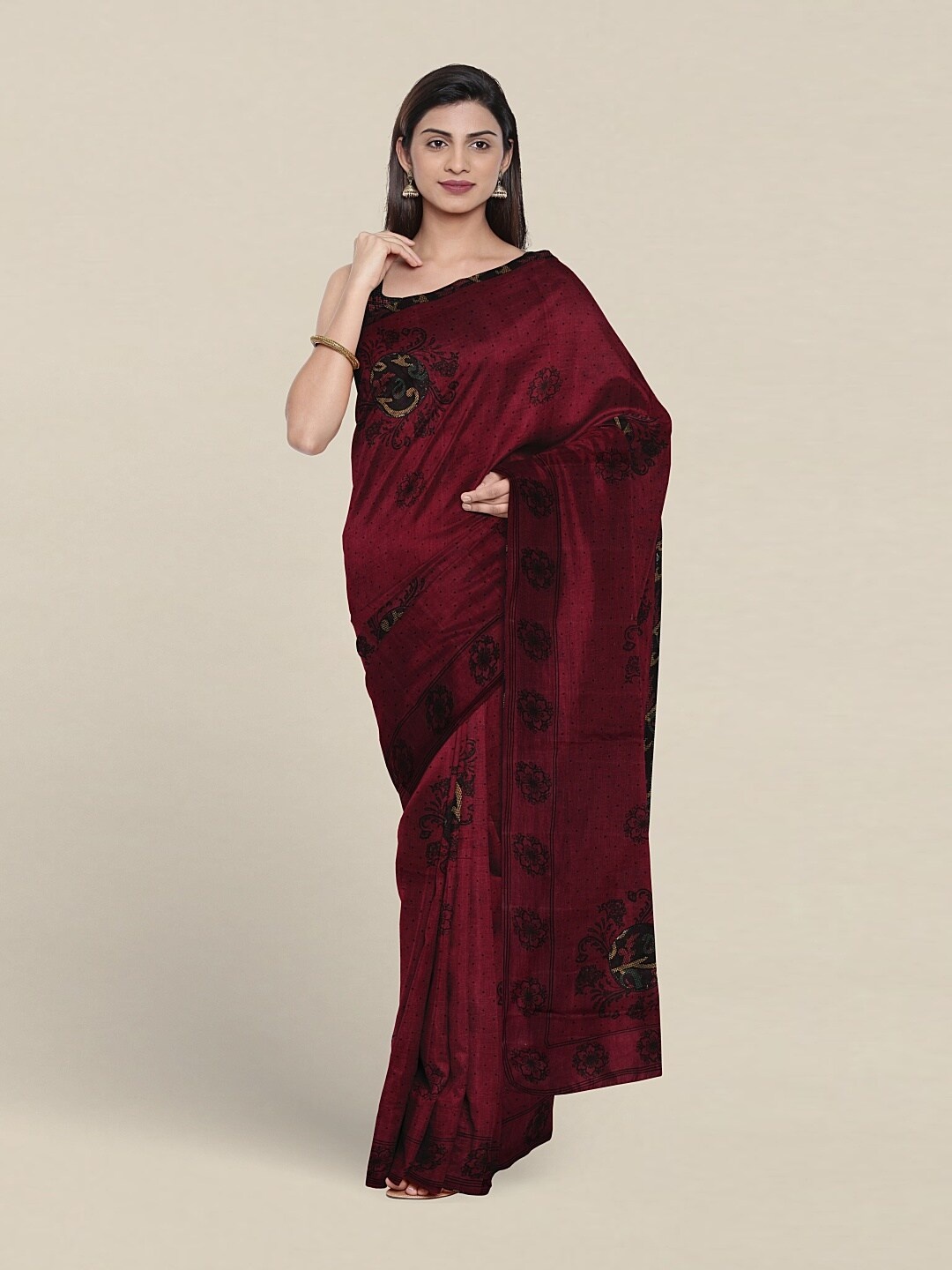 

Pothys Ethnic Motifs Printed Pure Cotton Saree, Maroon