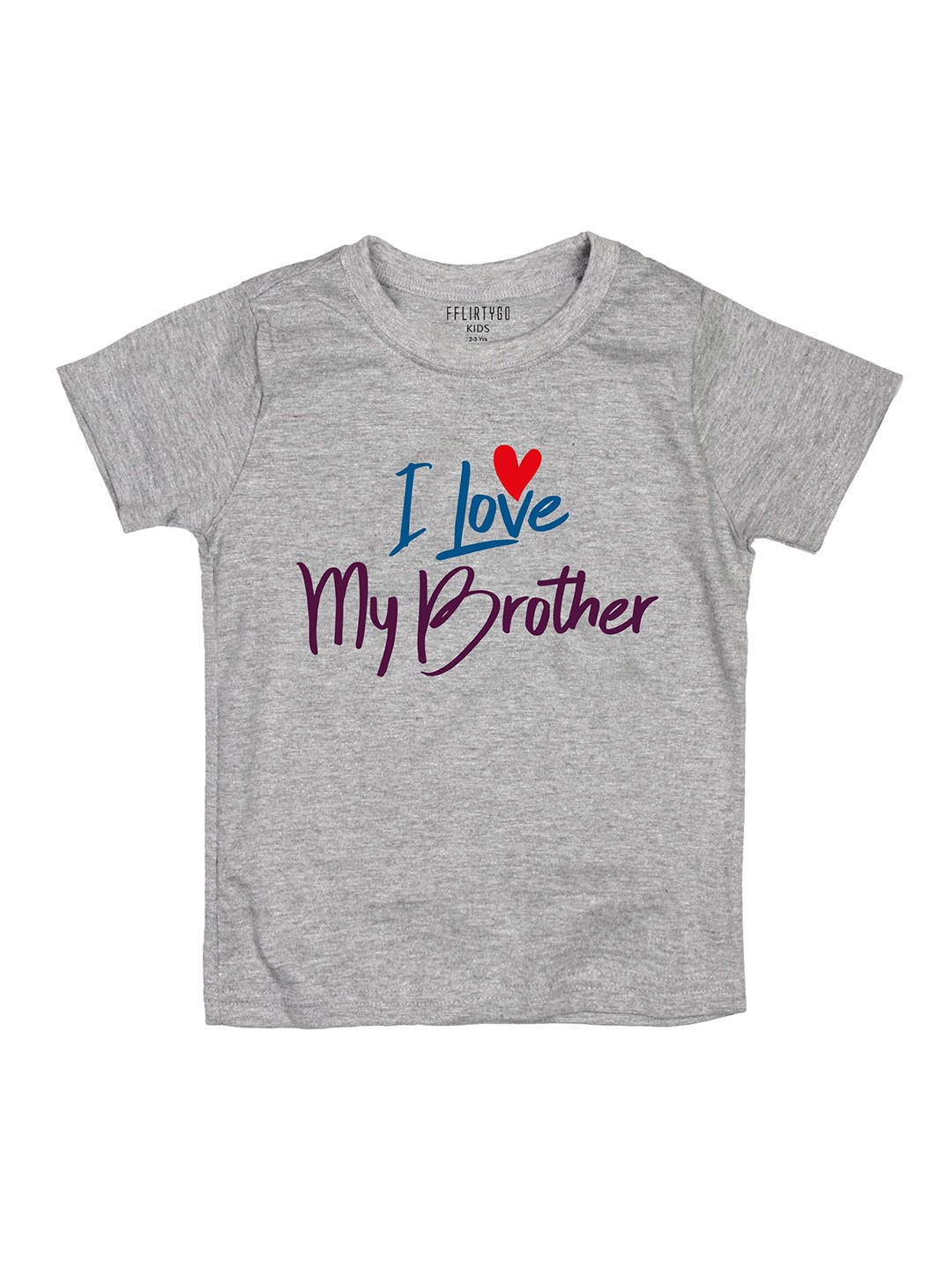 

FFLIRTYGO Kids Typography Printed Cotton T-Shirt, Grey