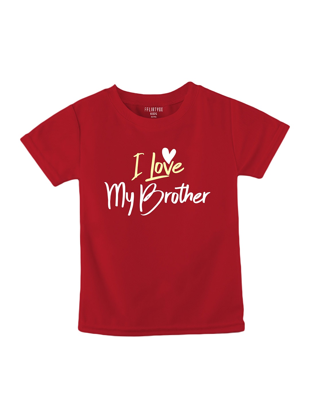 

FFLIRTYGO Kids Typography Printed Pure Cotton T-shirt, Red
