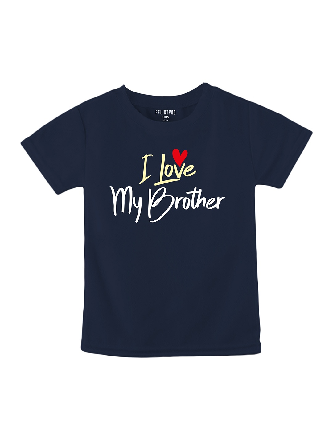 

FFLIRTYGO Kids Typography Printed Pure Cotton T-shirt, Navy blue