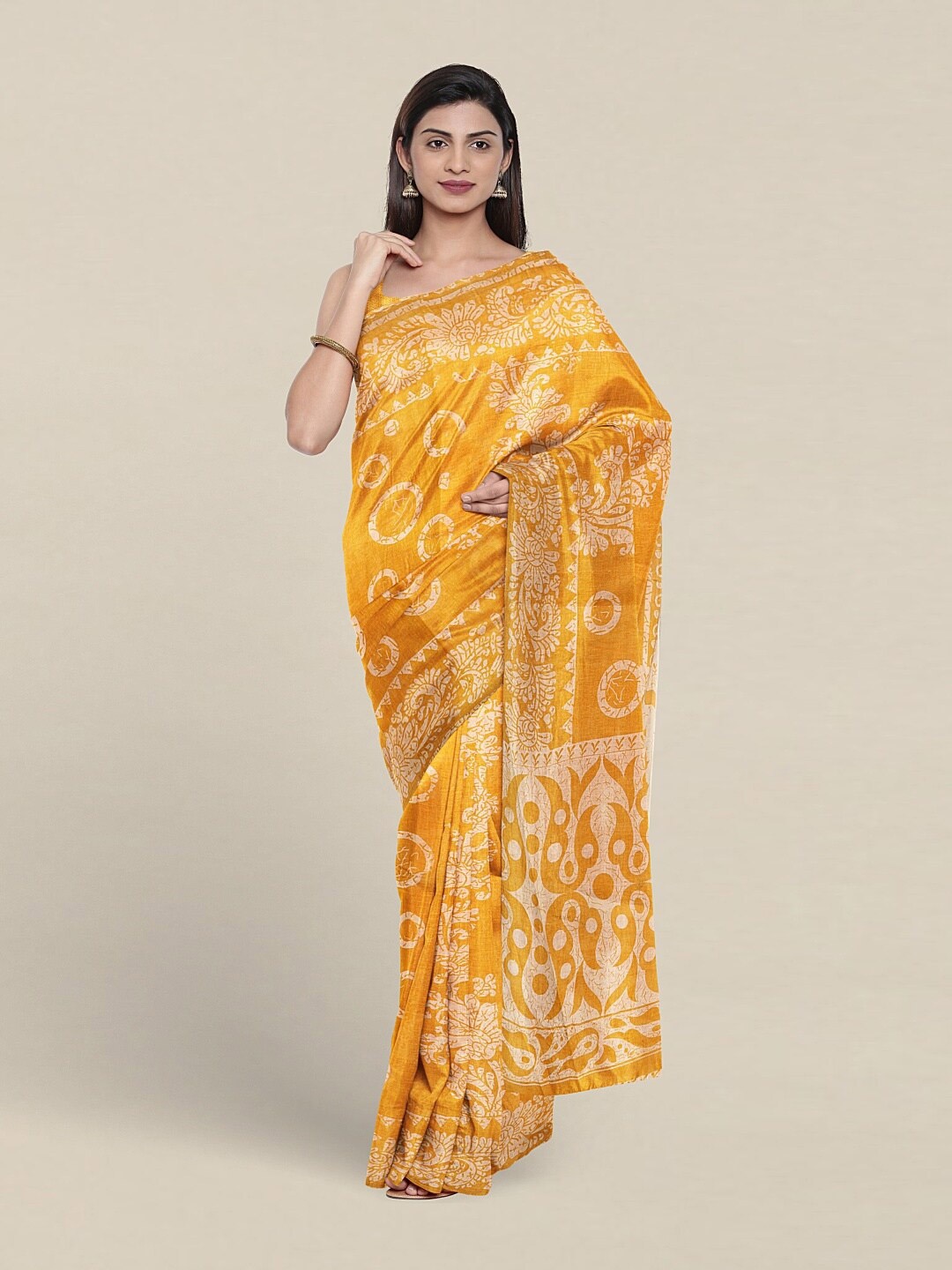 

Pothys Floral Printed Pure Cotton Saree, Yellow