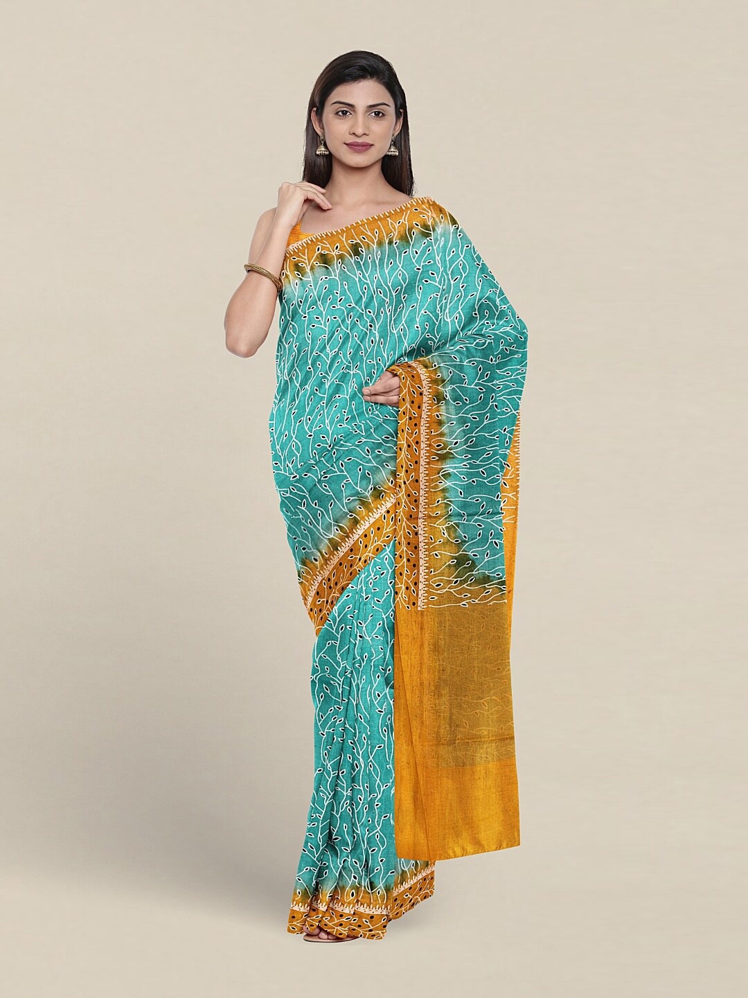 

Pothys Floral Printed Pure Cotton Saree, Green