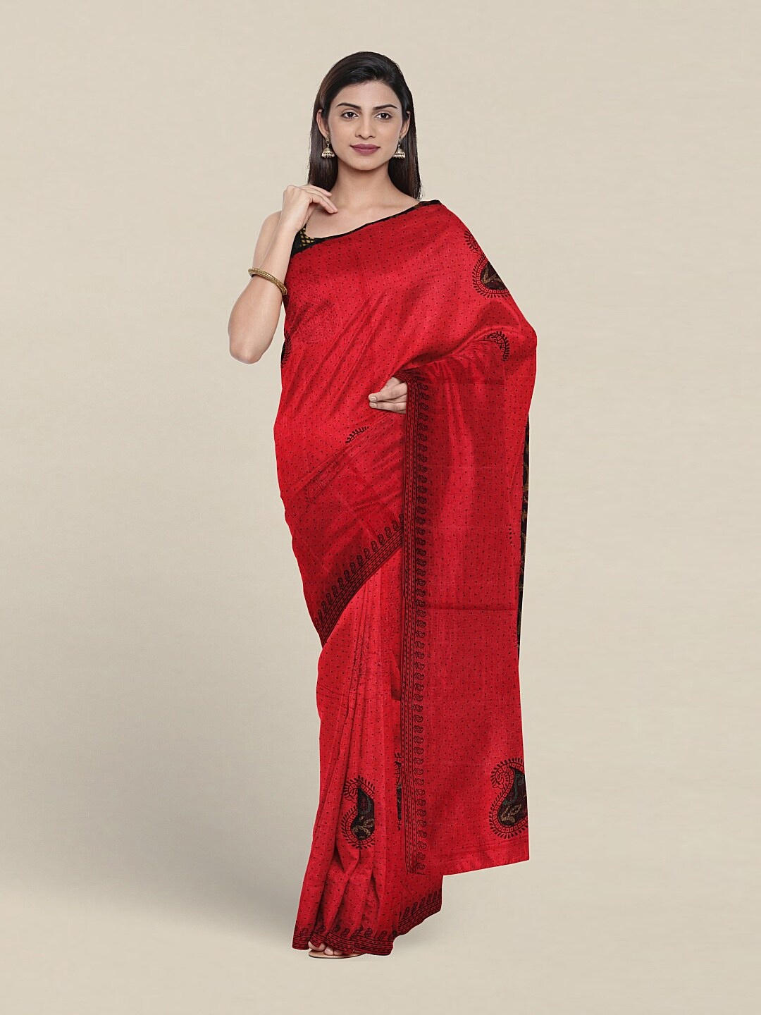 

Pothys Paisley Printed Pure Cotton Saree, Red