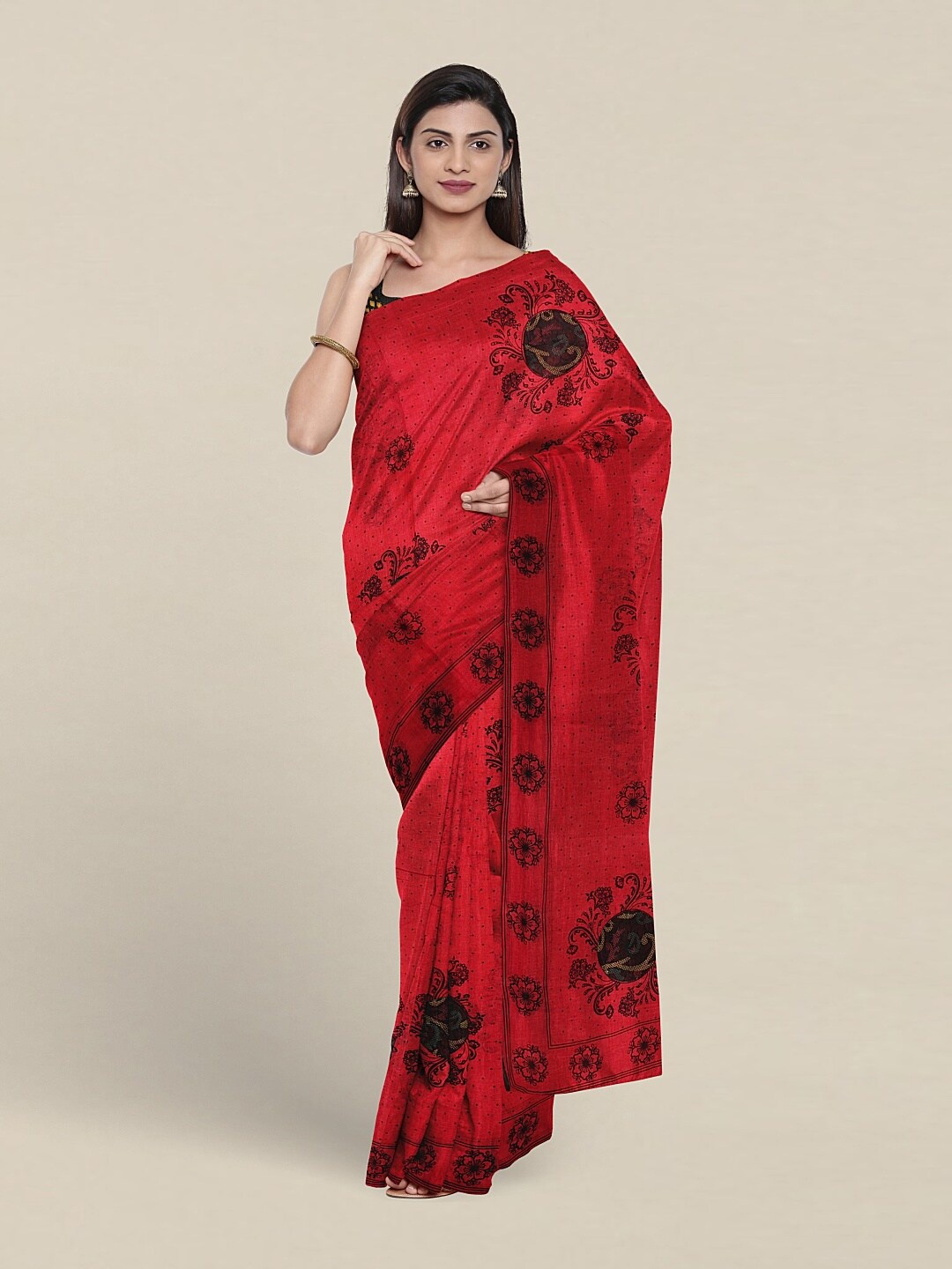 

Pothys Floral Printed Pure Cotton Saree, Pink