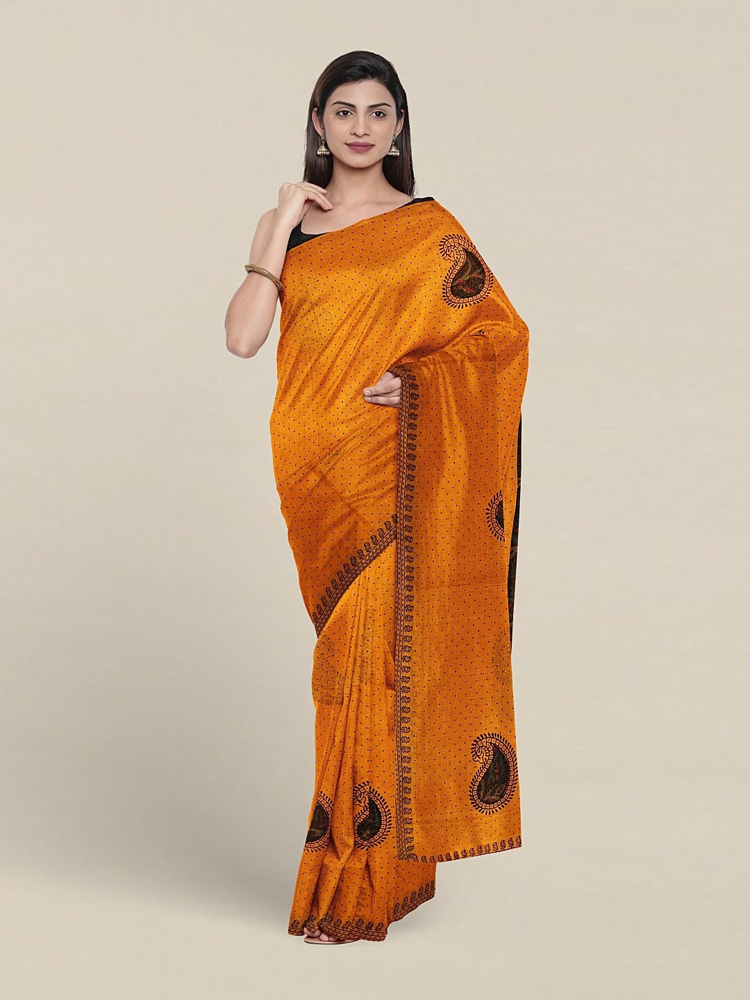 

Pothys Paisley Printed Pure Cotton Saree, Orange