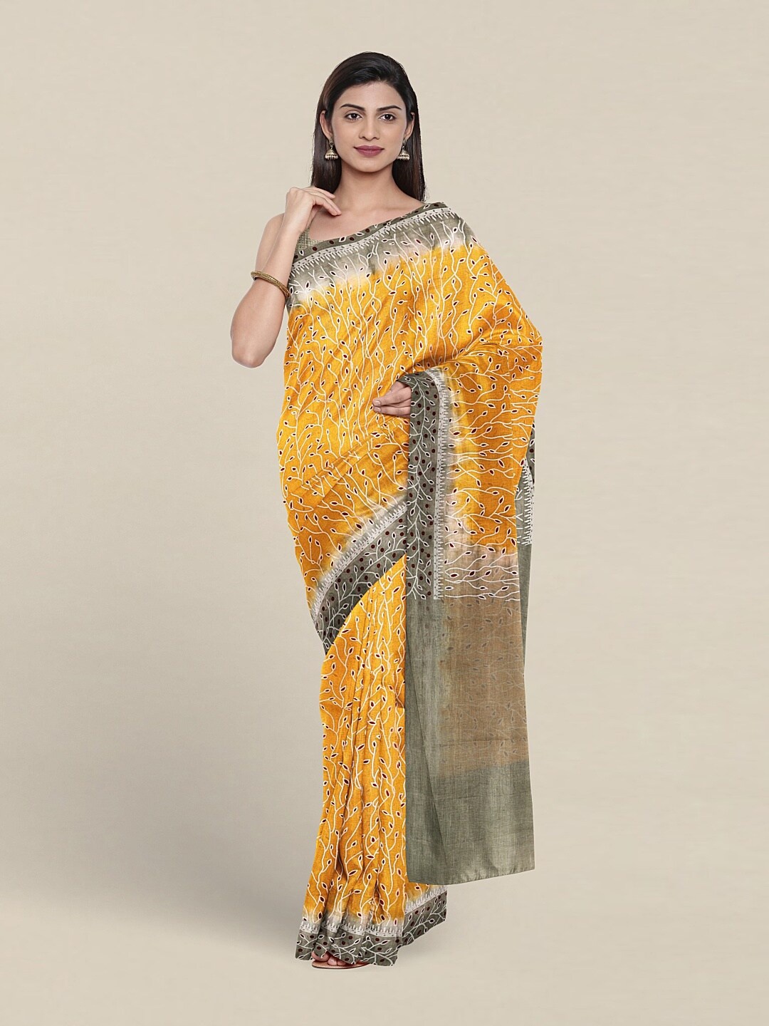 

Pothys Ethnic Motifs Printed Pure Cotton Saree, Yellow