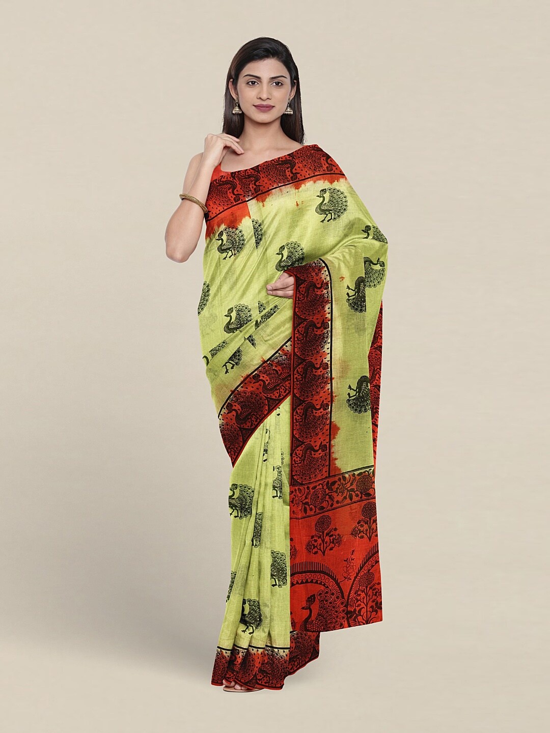

Pothys Ethnic Motifs Printed Pure Cotton Saree, Green