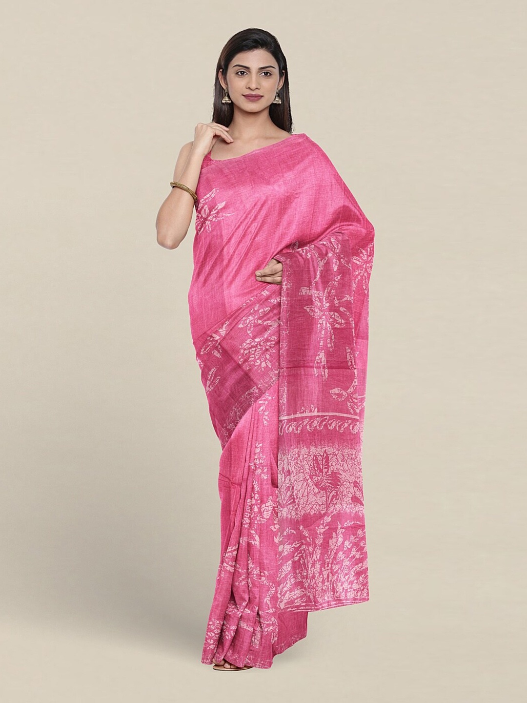 

Pothys Floral Printed Pure Cotton Saree, Pink